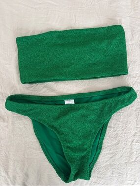 Good American Green Glitter Bikini